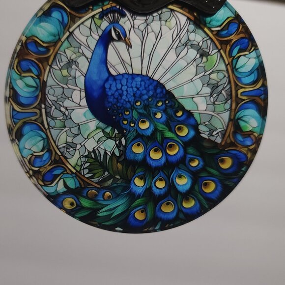 Peacock Ornament Stained Glass Hanging Decor Holiday-Sun Catcher-Christmas - Picture 7 of 7